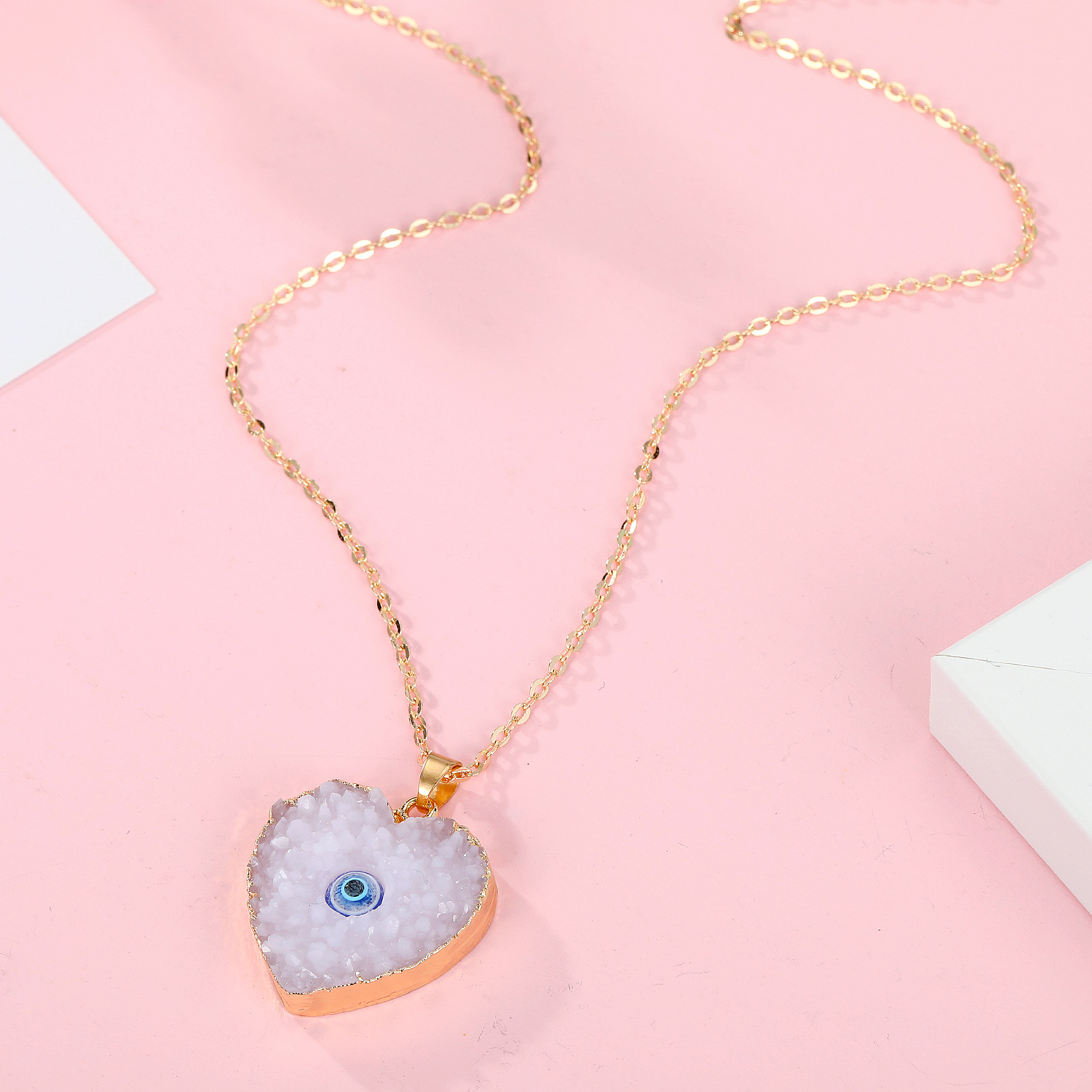 New style eye pendant necklace imitation natural stone love resin necklace wholesalepicture8
