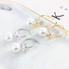 Accessory, earrings, golden silver zirconium from pearl, wholesale