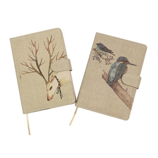 Small Fresh Retro Cloth Thickeneded Notepad Simple Student Hand Ledger Blank Grids Square Notebook