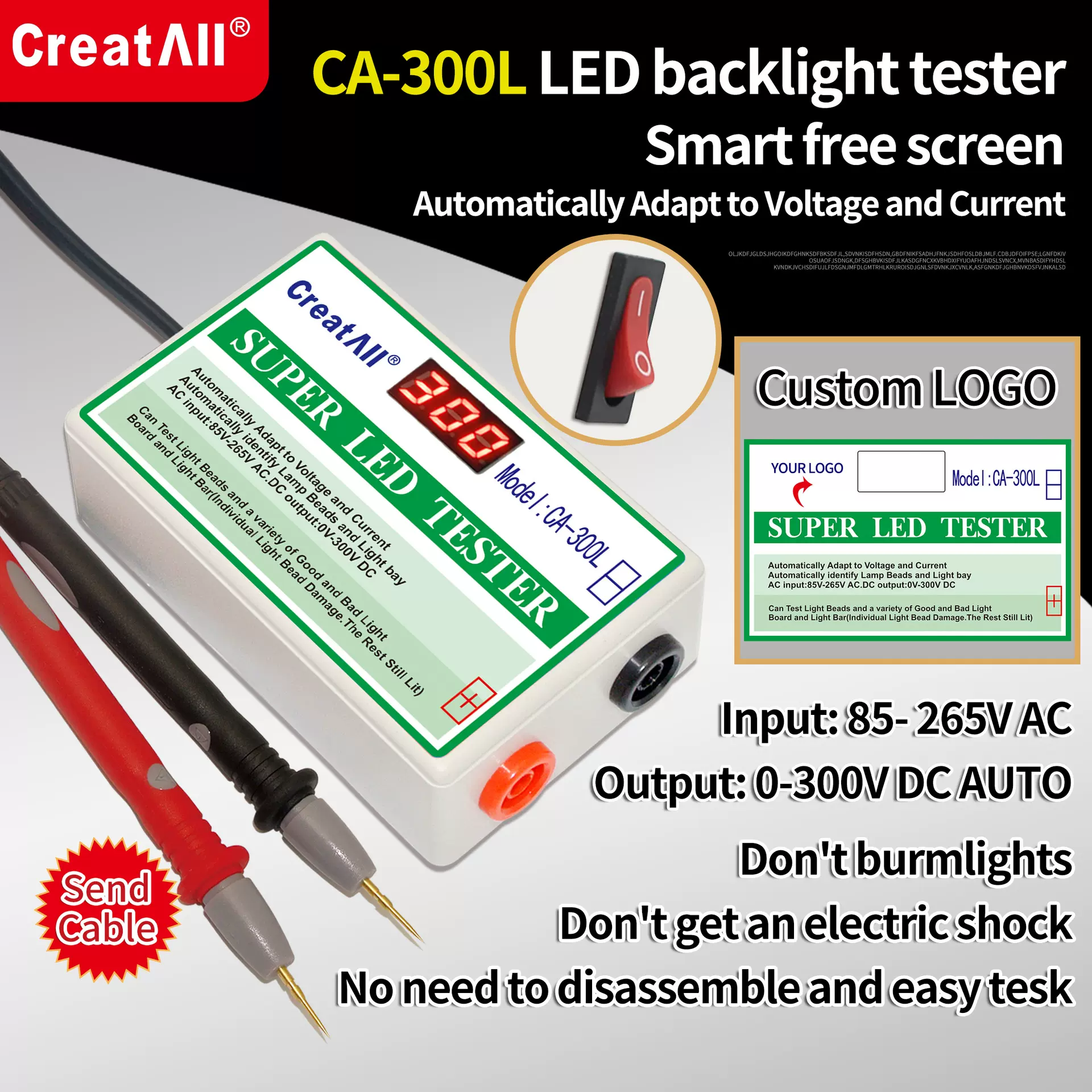 英文CA-300L普亮版LED测试仪免拆液晶屏LED背光灯条灯珠测试工具