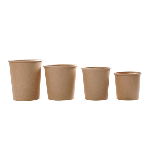 Wholesale thickened paper buckets and bowls for food delivery, disposable covered rice soup buckets and cups, kraft paper soup buckets and cups wholesale