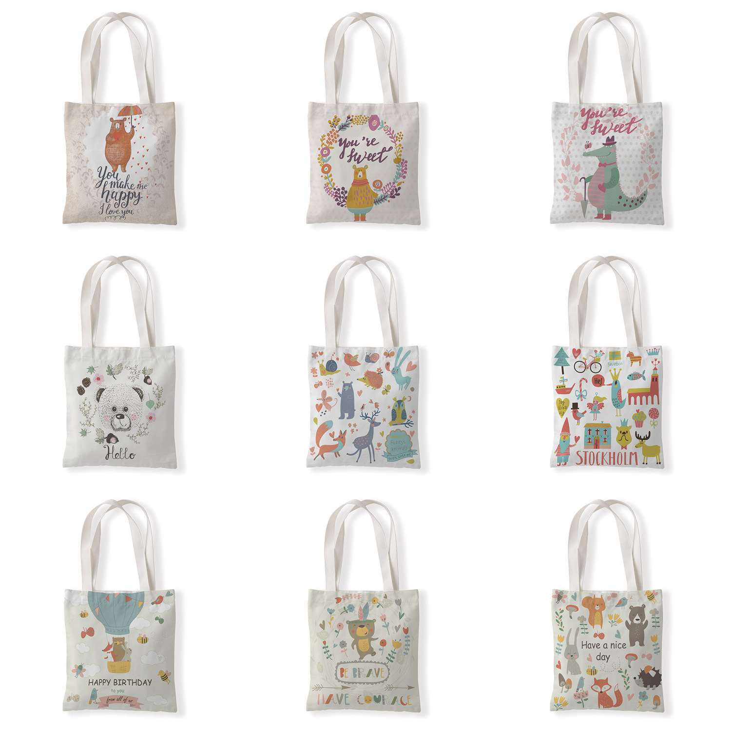 复活节图案创意帆布材质单肩袋学生手拎包休闲零钱袋百搭女包