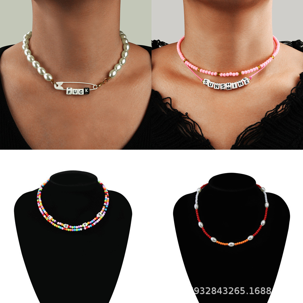 Cross-border new accessories female Necklace European and American fashion choker clavicle chain simple letters necklace