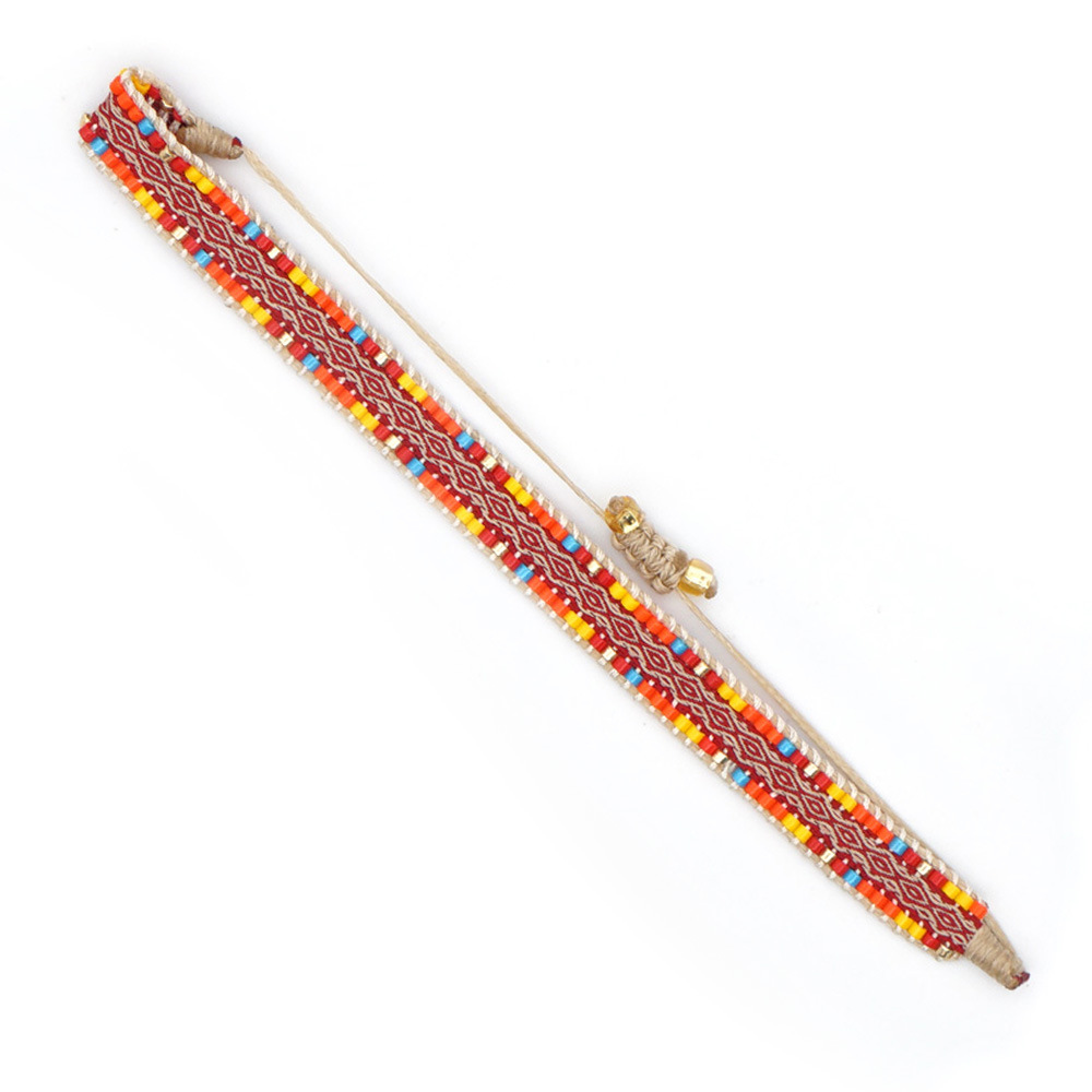 Rice Bead Weaving Bohemian Style Retro Ethnic Style Pattern Ribbon Bracelet display picture 6