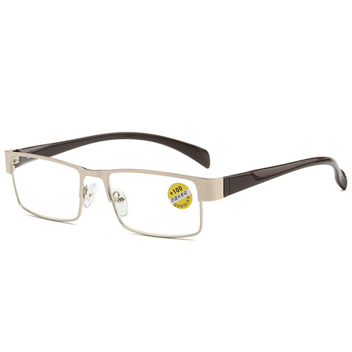 Steel Frame Browed Reading Glasses for Men, Elderly, Fashionable and Simple, High Definition, Distance Vision, Blue Light Blocking Reading Glasses