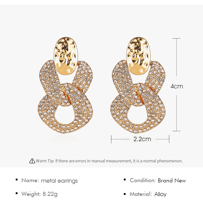 New Trend  Exaggerated Flash Diamond Cross Earrings Earrings Personality Geometric Hollow Earrings Wholesale Nihaojewelry display picture 1