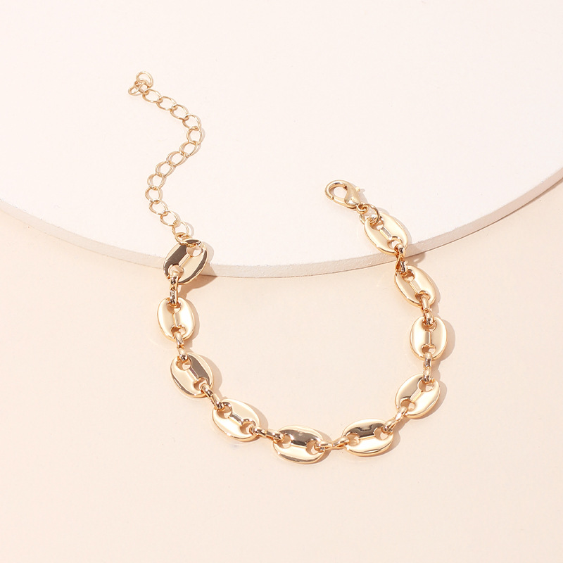 34g Weight Necklace Classification Wedding, Travel Occasion Women'S Gender White, Gold Color Fashion Pig Nose Chain Button Bracelet Necklace Sets For Women Clavicle Chain Wild Jewelry Nihaojewelry 11