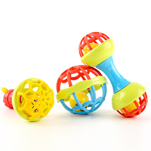 Soft gum rattle stick, hand-caught rolling ball, baby educational fitness ball, dumbbell ball, learning crawling intelligence 0-1 toy