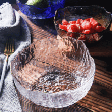 创意日式冰山型玻璃碗  树纹锤目纹蔬菜水果沙拉碗甜品碗厂家批发