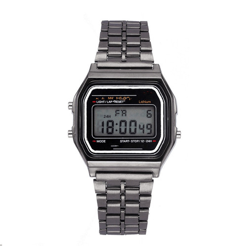  steel belt led electronic watch ultra-thin gold and silver cold light watch F91W steel belt Harajuku style fashionable multi-function watch
