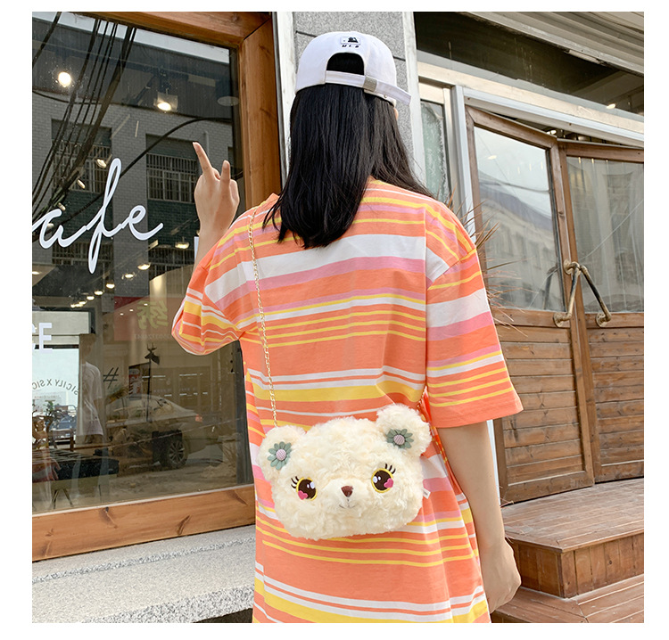 Autumn New Soft Cute Girls Heart Bear Soft Messenger Plush Chain Single Shoulder Coin Purse display picture 31