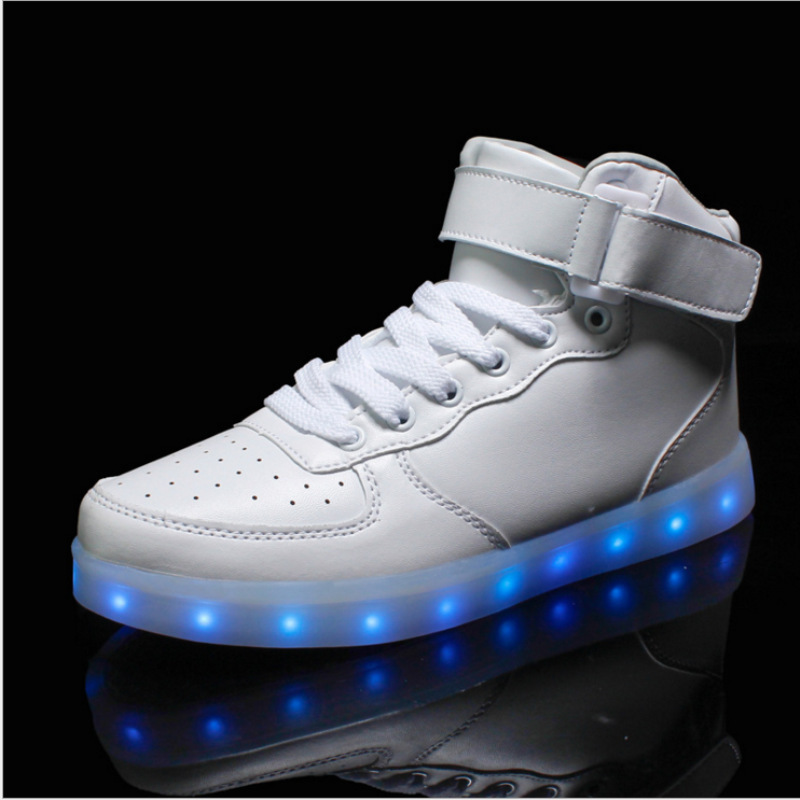 Factory Direct supply couple luminous shoes LED luminous shoes USB rechargeable Air Force No. 1 high-top light shoes one-piece delivery Factory Direct supply couple luminous shoes LED luminous shoes USB rechargeable Air Force No. 1 high-top light shoes one-piece delivery