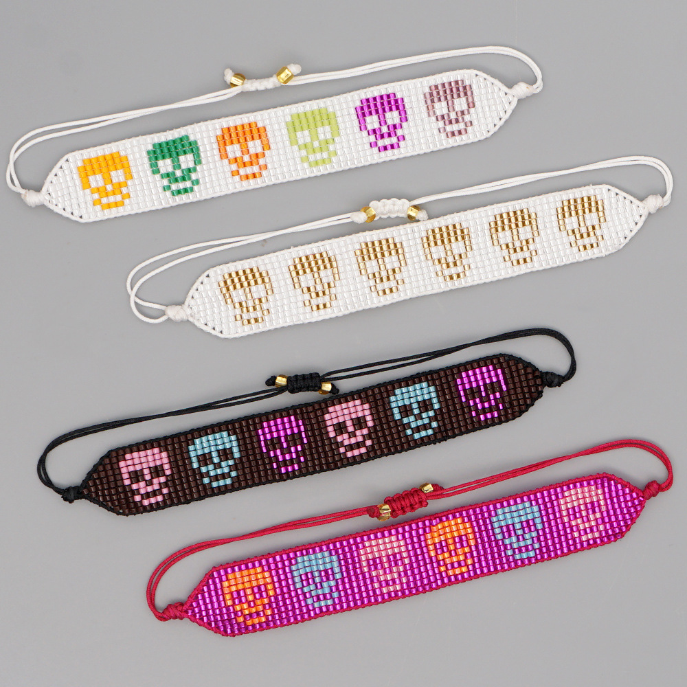color Halloween skull punk style handwoven Miyuki bead bracelet wholesale jewelry Nihaojewelry NHBDB390701picture3