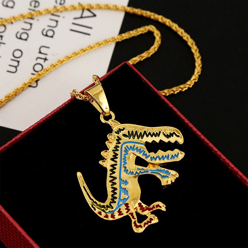 Dripping Alloy Dinosaur Hip-hop Necklace Korean Creative Cute Animal Jewelry Wholesale display picture 5