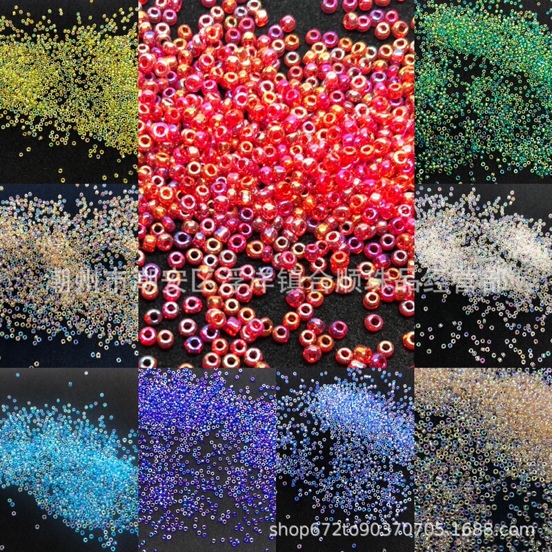 Glass Magic Color Small Rice Beads 2mm3mm Uniform Flat Tassel Hairpin Clothing Shoes and Hats Handmade diy