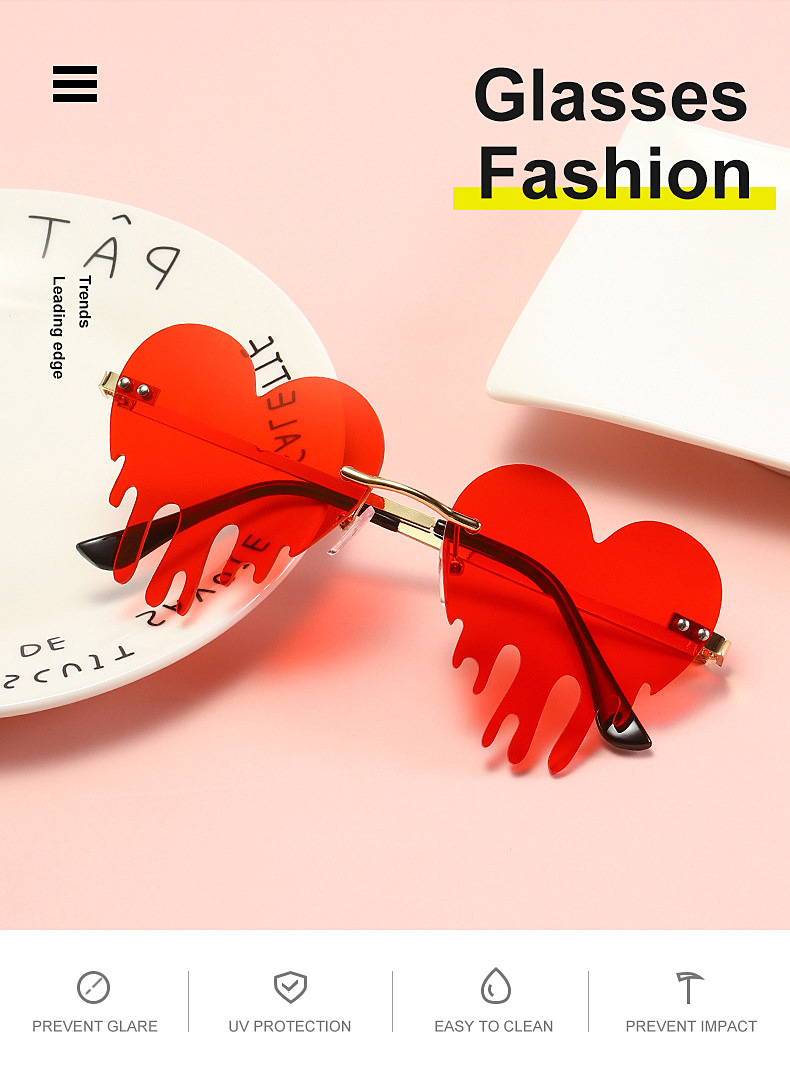 Fashion Colorful Melting Heart Shape Sunglasses display picture 18