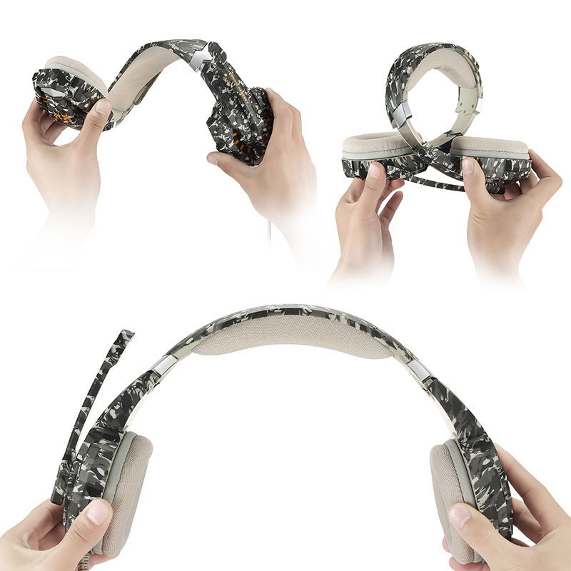 因卓G9600头戴式游戏耳机3.5mm迷彩发光有线电竞适用PS4电脑耳机