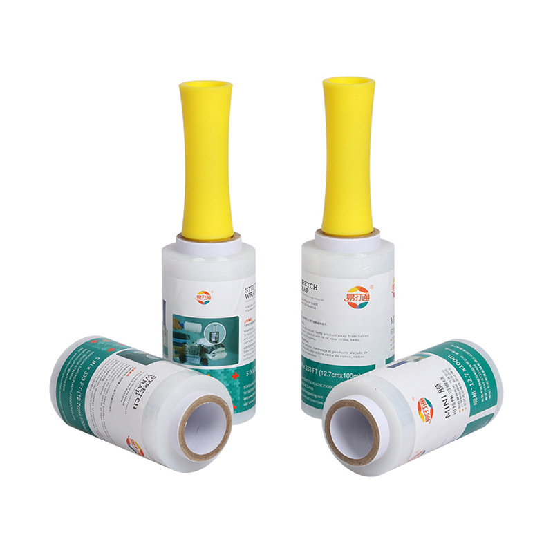 厂家供应 手用彩色打包缠绕拉伸膜 防水pe透明包装缠绕保护膜