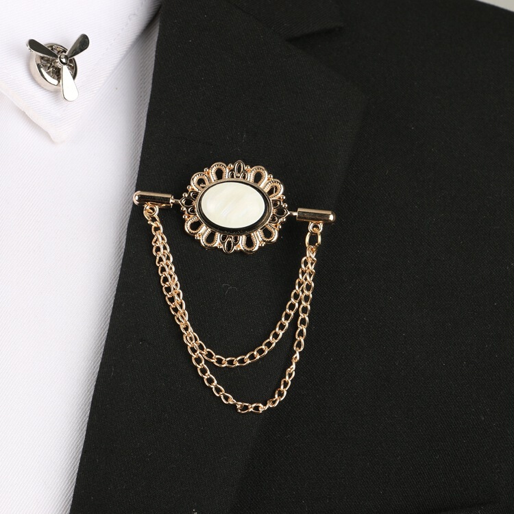 Korean Style ins Rose Shirt Personalized Tassel Accessories Brooch Simple Agate Stone Suit Jewelry Versatile Business