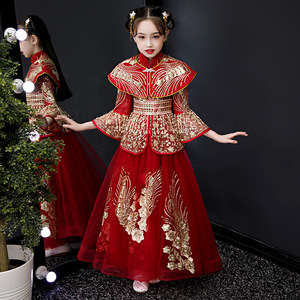 Children ancient Hanfu girl tang dynasty empress cosplay dresses long sleeve girl princess cosplay dresses