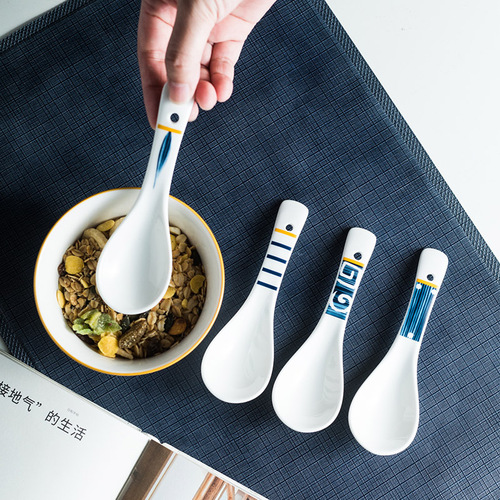 Wholesale Japanese tableware ceramic small soup spoon creative internet celebrity style