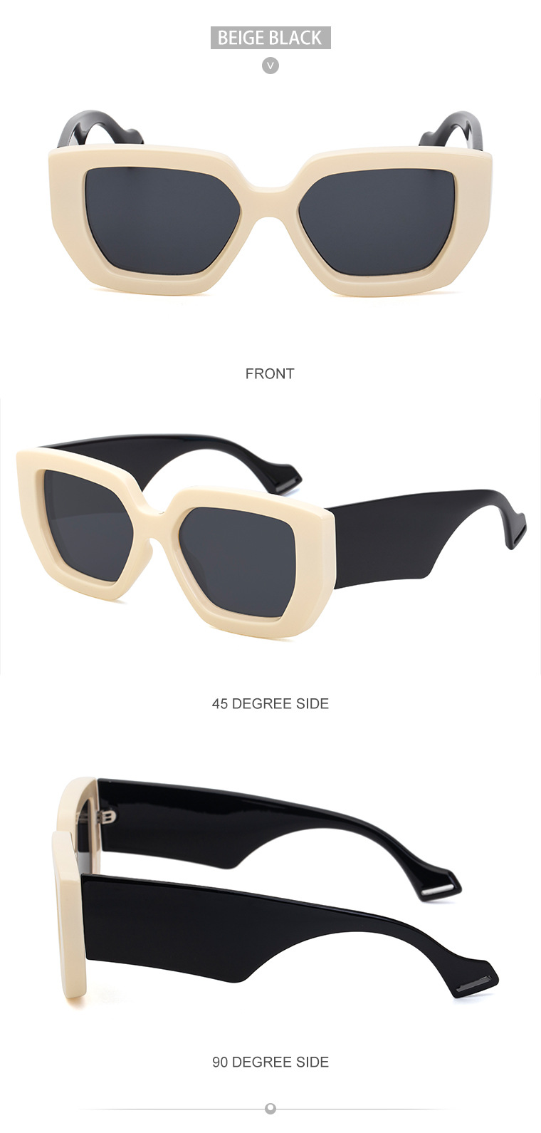 70g Weight Full Frame Glasses Structure Sunglasses Classification PC, UV400 Protection Lens Material Square Glasses Style Street Occasion Geometric Pattern Women'S Gender IG Style Style IG Style Geometric PC UV400 Protection Square Full Frame Women's Sunglasses 16
