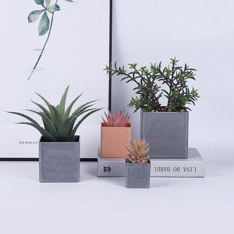 Wholesale of creative flower POTS, floor-standing vases, potted plant decorations, simple square melamine flower POTS for shopping malls and hotels detail image 4
