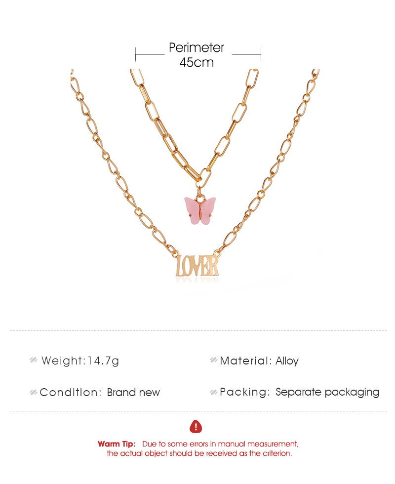 New Fashion Angel Baby Girl English Alphabet Necklace Double Acrylic Butterfly Necklace Wholesale Nihaojewelry display picture 1