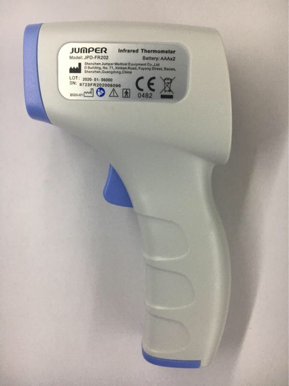 JUMPER京柏额温枪体温枪非接触红外体温计CE FDA 510K 外贸出口|ms