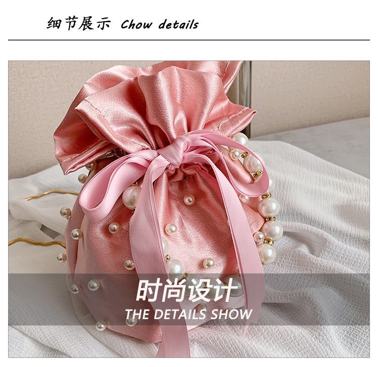 fashion pearl handle ribbon bow chain bucket small bagpicture21