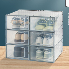 New fashionable big size thick transparent plastic shoe box drawer type home shoe storage box shoe rack shoe cabinet manufacturer
