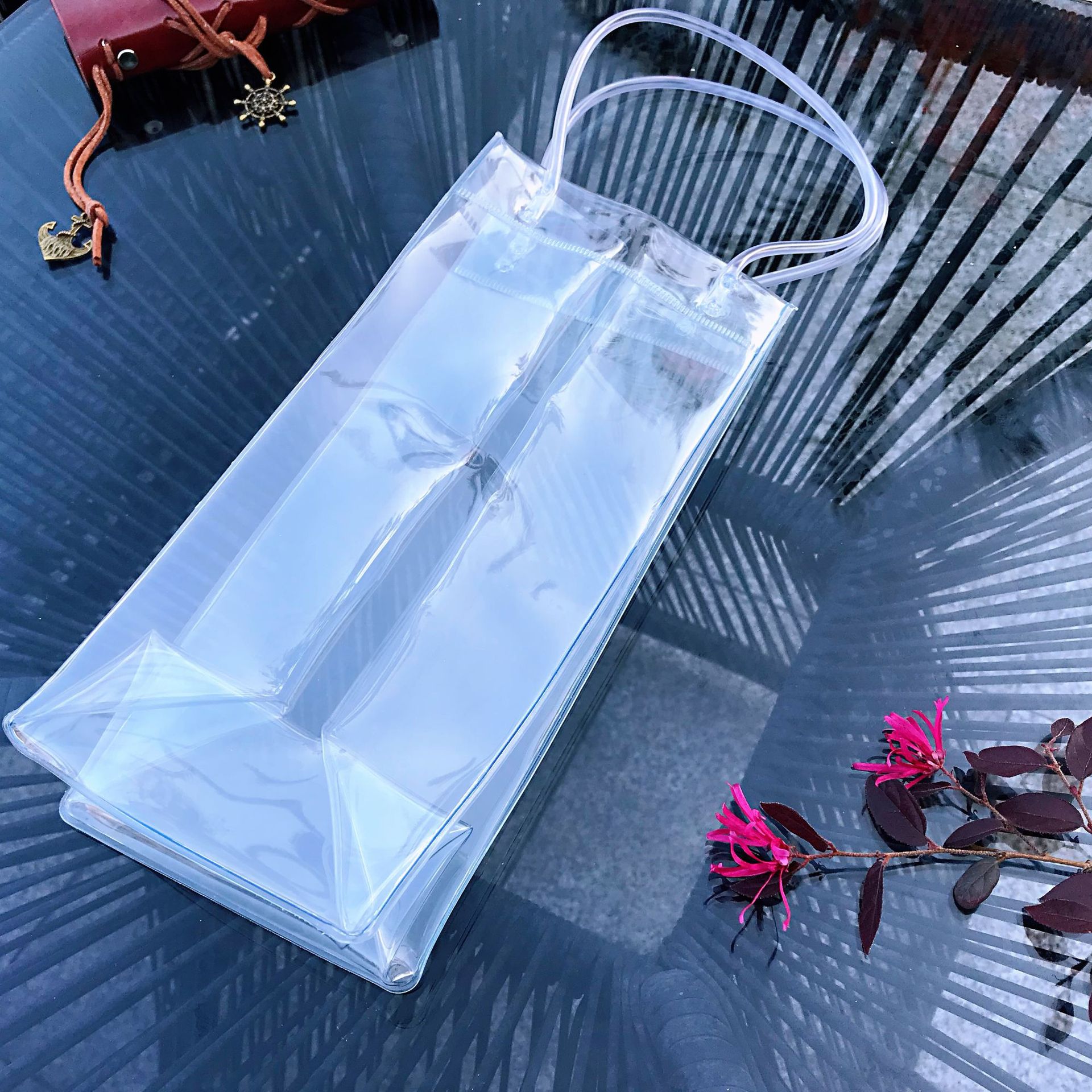 Ice bag Red wine ice bag, wine bag, thickened flower gift, PVC transparent handbag in stock, LOGO available pic 6