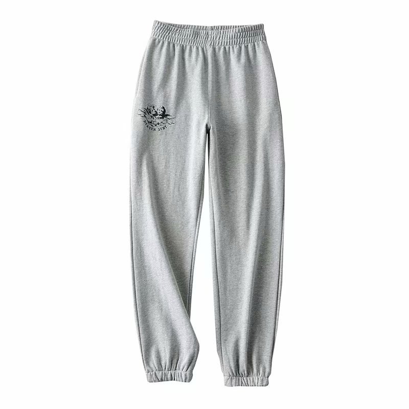 Pantalones sueltos con estampado deportivo de cintura alta NSAM3917