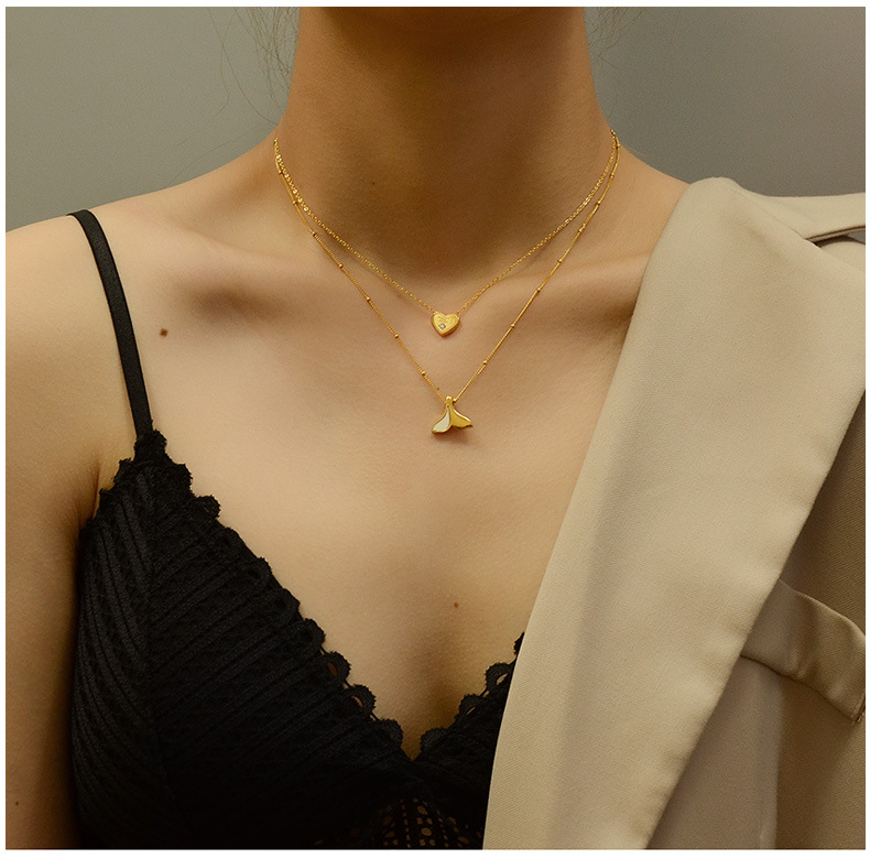 Light Luxury All-match Mermaid Tail Shell Dolphin Clavicle Titanium Steel Necklace display picture 1