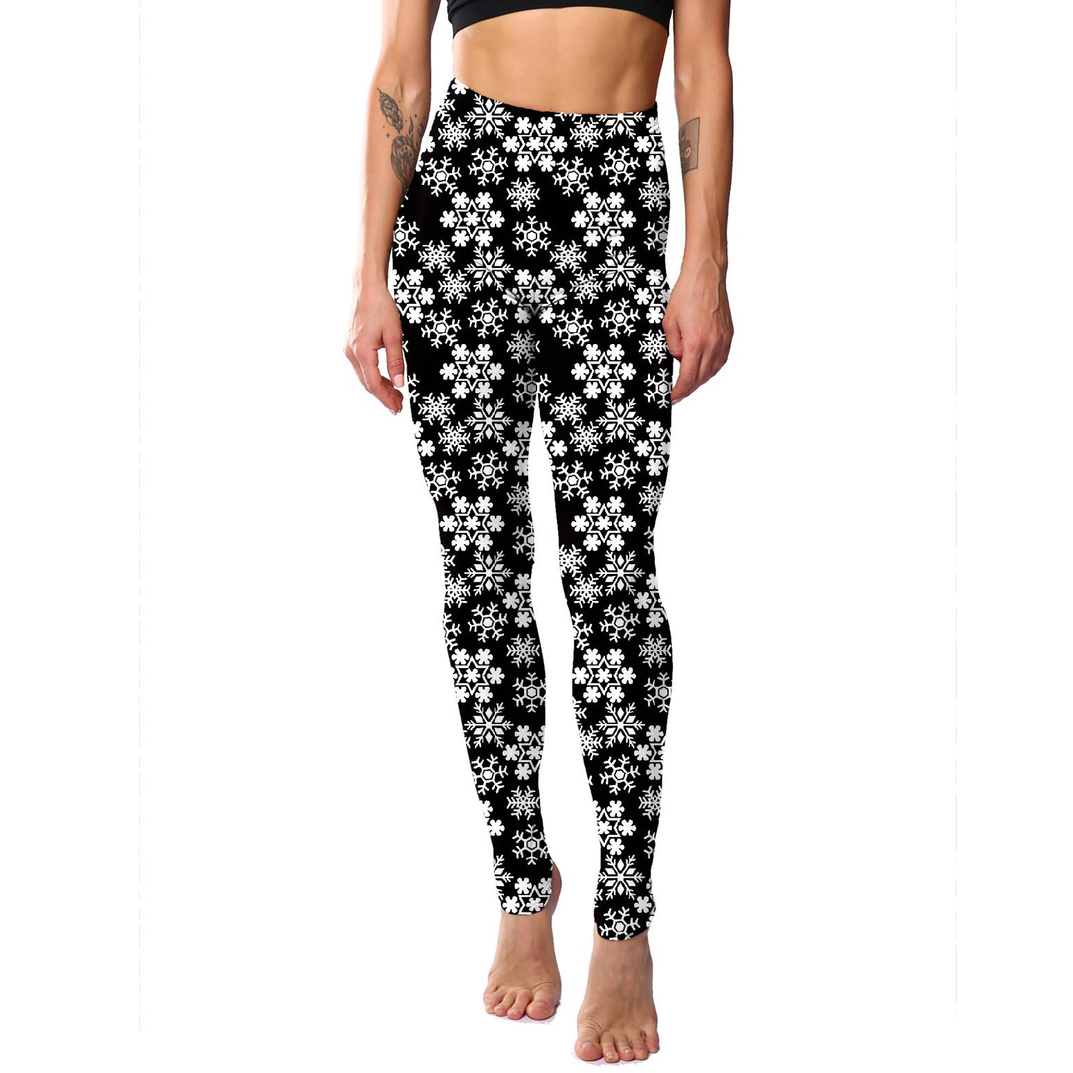 182g Weight Ankle-Length Pants Length Spandex, Polyester Fabric Type High Waist Waist Line Leggings Pants Type Stretchy Elasticity Daily Occasion Breathable Function Skinny Fit Type Christmas Festival Snowflake Pattern Winter, Autumn Season Women'S Gender Simple Style Style Women'S Daily Simple Style Snowflake Ankle-Length Leggings 15
