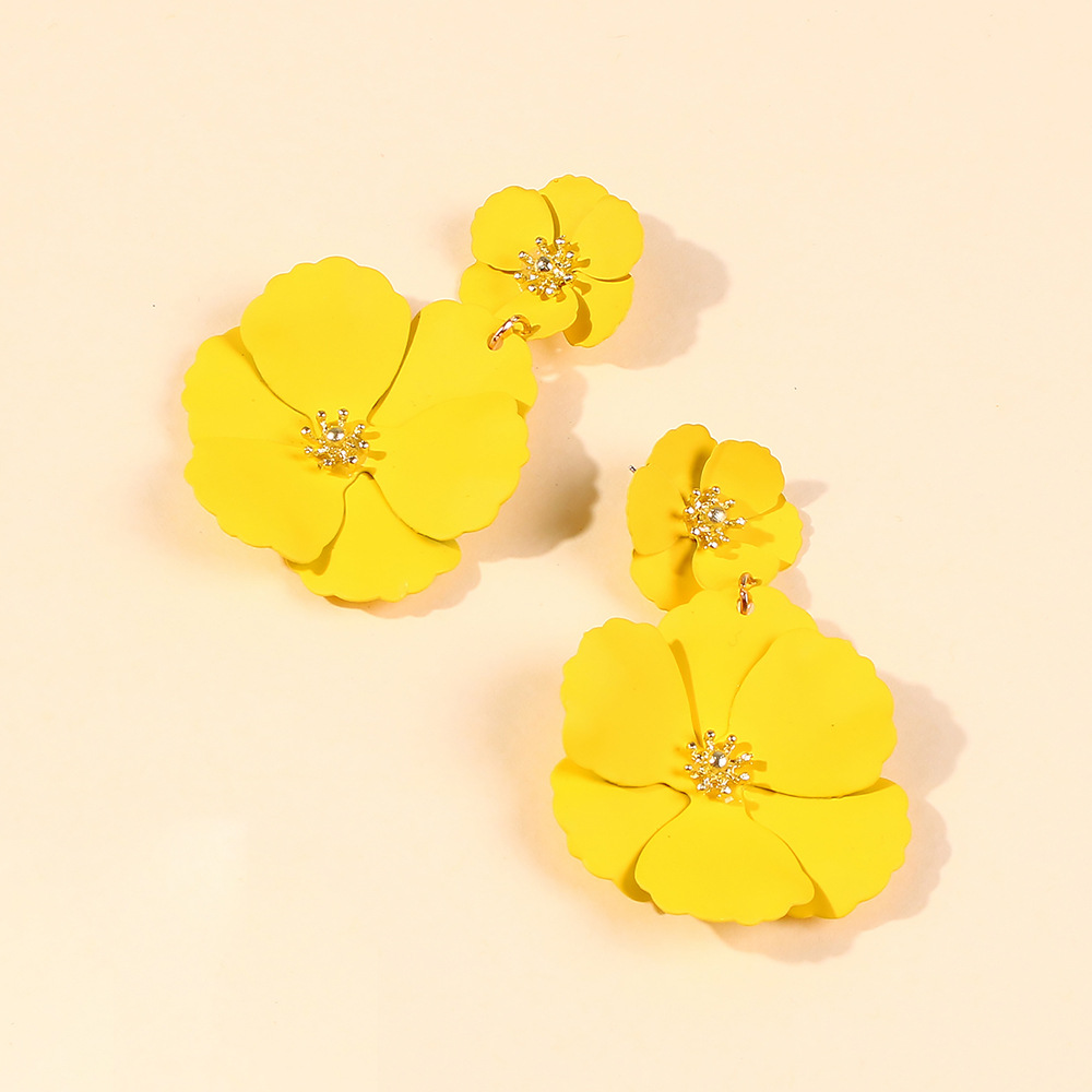 Hot-sale Forest Flower Earrings Creative Fashion Alloy Spray Paint Multicolor Flower Earrings Wholesale Nihaojewelry display picture 6