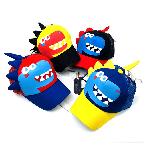 Summer Children Hat Wholesale Korean Version New Cute Cartoon Baby Baseball Cap Dinosaur Shaped Visor Hat