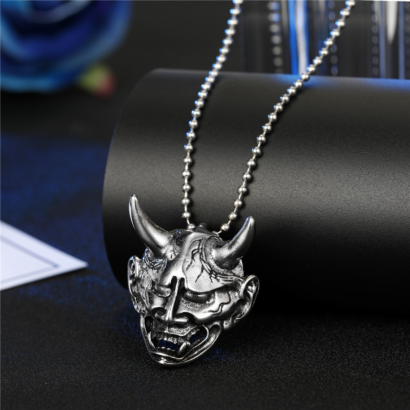 Personalized Menu0027s Necklace Punk Hip Hop Skull Wings Goat Animal Pendant Alloy Necklace