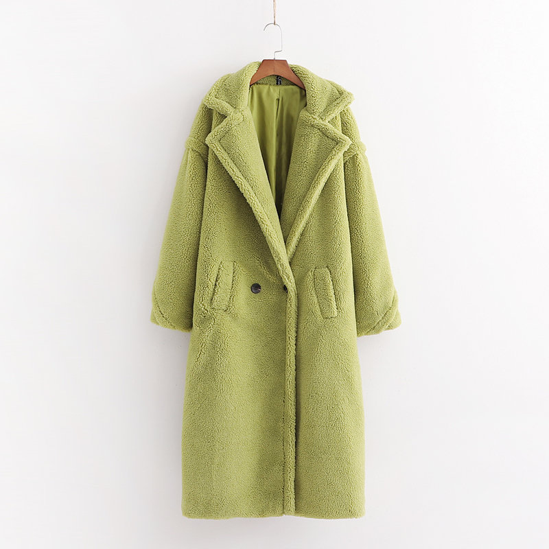 lapel long warm lamb wool coat NSHS31434