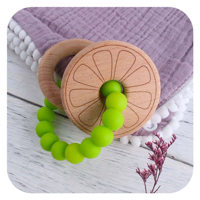 Nueva DIY creativo Beech anillo de haya flor juguete teether Seguridad Protección del Medio Ambiente silicona pulsera teether stick