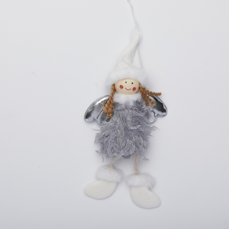 Angelina de Navidad colgante de peluche plumas adornos lindos colgantes con lámparas Angel Doll accesorios de decoración de árbol de Navidad