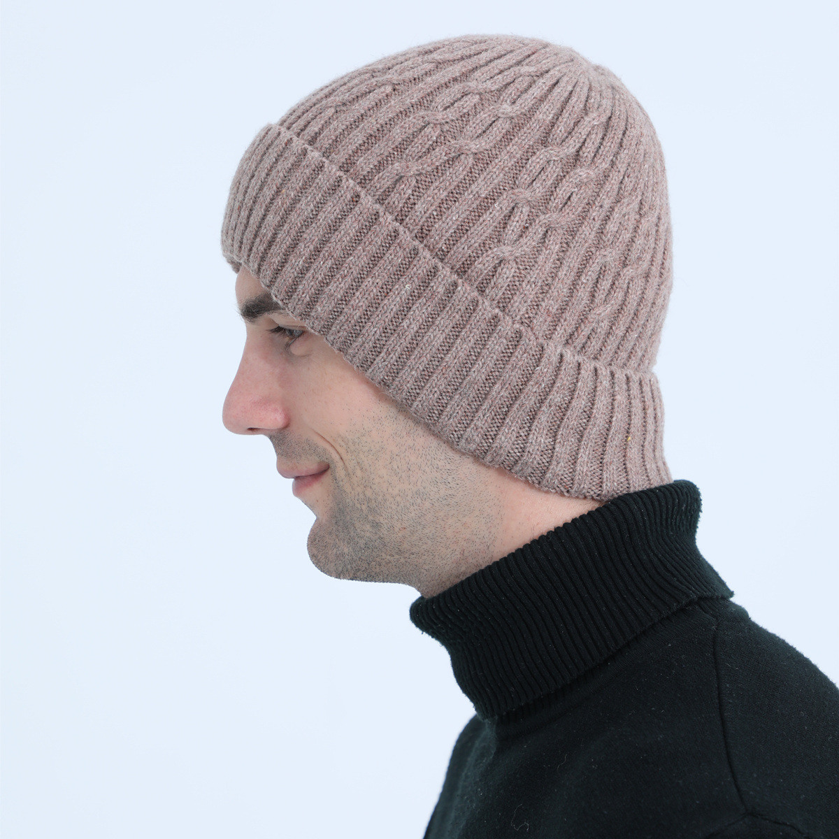 Knitted Beanie Hat For Men Warm Winter Wool Cycling Ear Cap_voghion.com