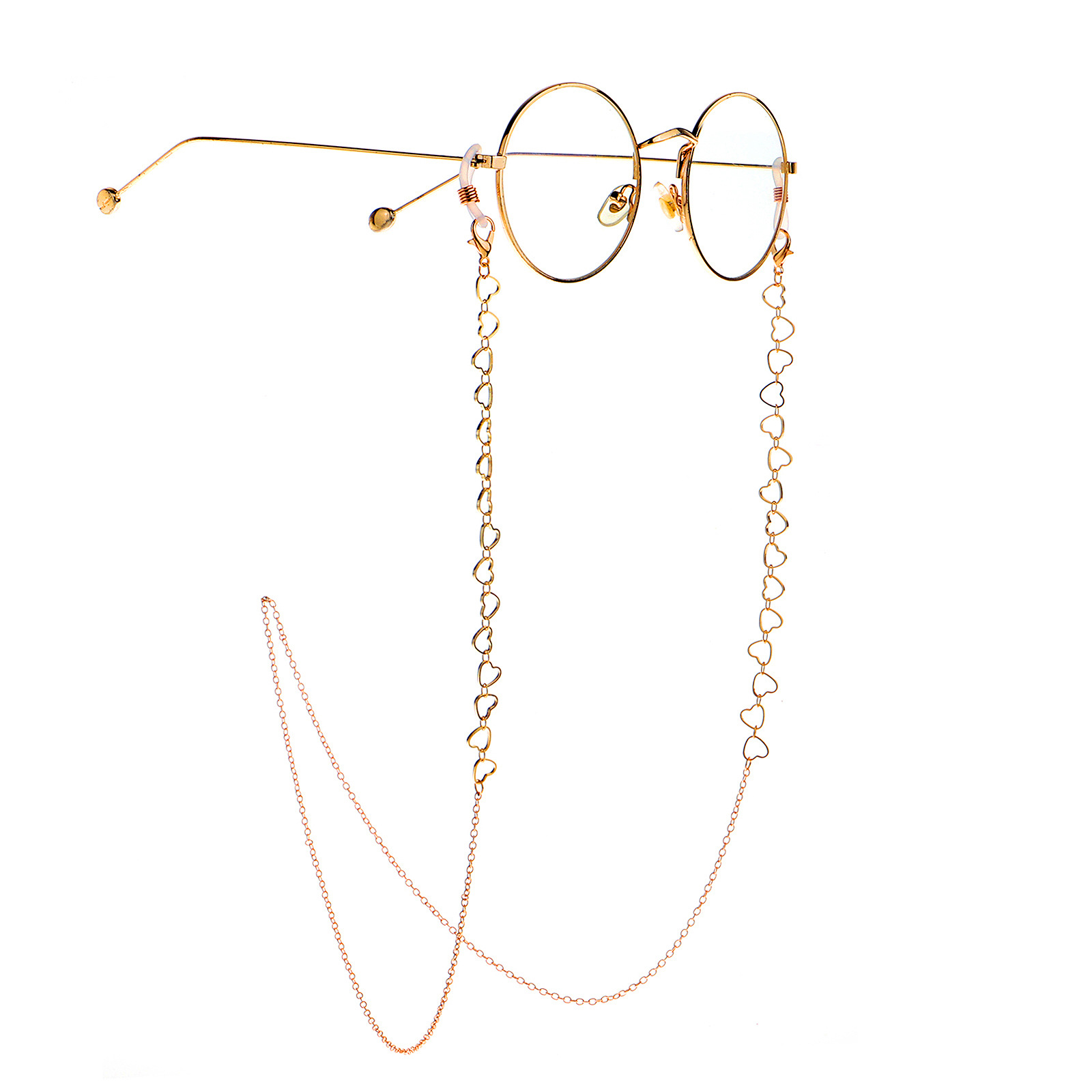 Hot Fashion Simple Gold Hollow Copper Peach Heart Glasses Chain Glasses Chain display picture 4