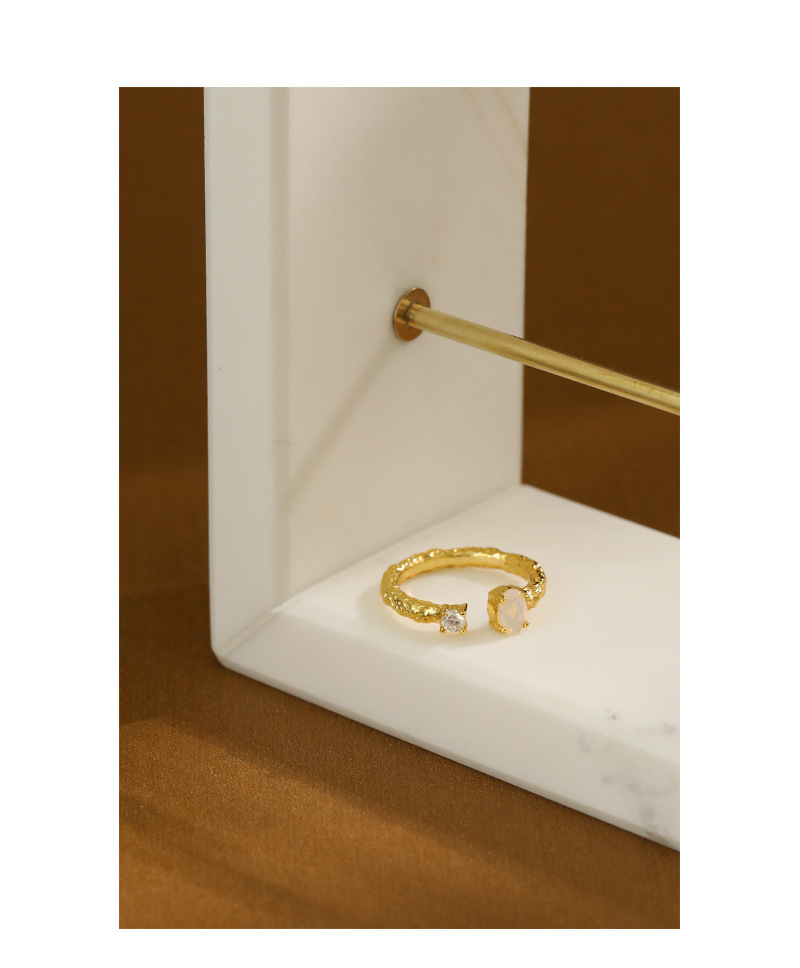3g Weight 0.03µm Gold Plating Thickness Water Plating Gold Plating Process Platinum Plated Plating Material Zircon Inlay Material Ring Necklace Classification Festival Occasion 925 Sterling Silver Material Letter Pattern Women'S Gender Plating Craft Gold, Silver Color Simple Geometric Opal Stone S925 Sterling Silver Ring 8