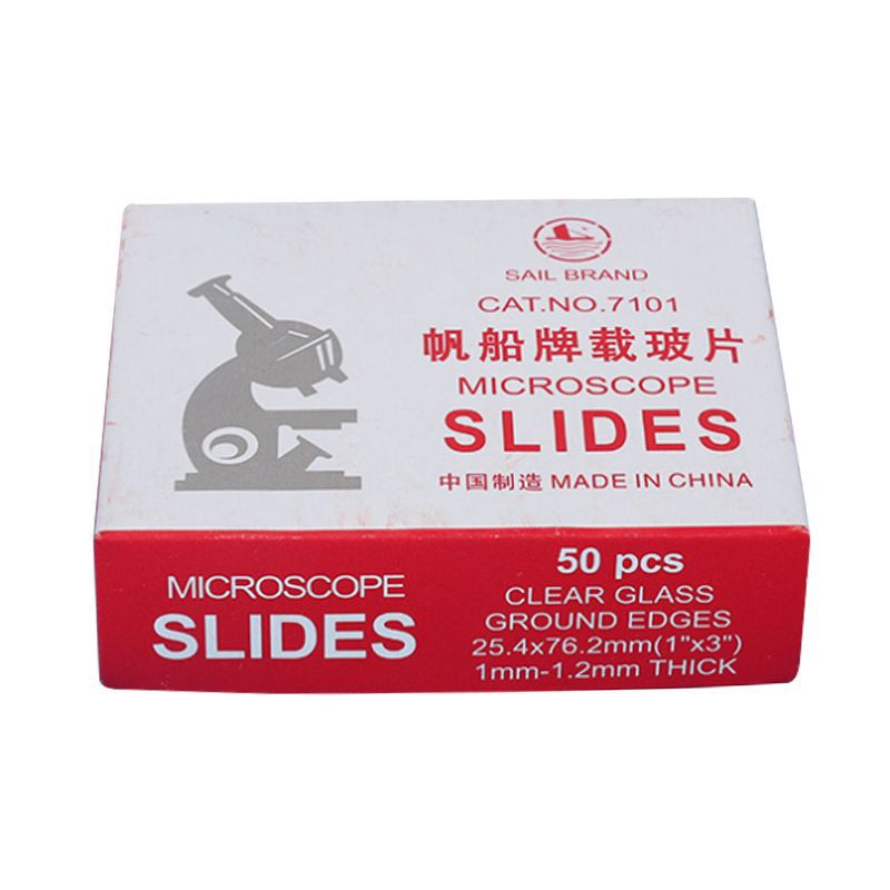 Marca de lona 7101 portaobjetos de vidrio microscopio biológico portaobjetos de vidrio brillante 50 piezas portaobjetos de vidrio en blanco