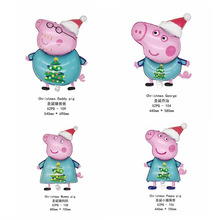 新款 圣诞佩奇小猪圣诞派对生日装饰商场装饰 儿童玩具铝膜气球