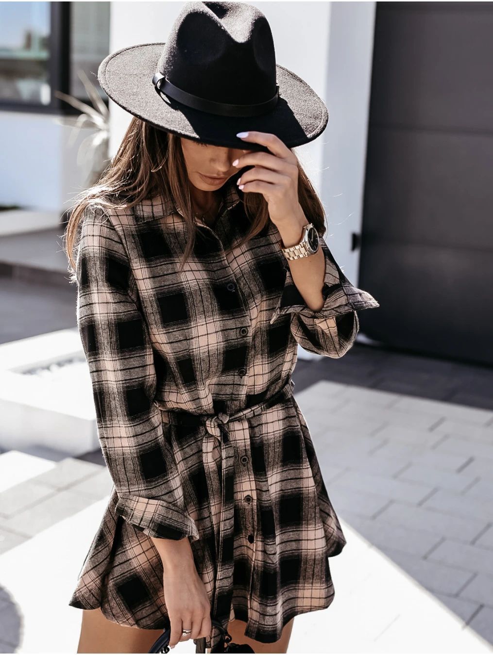  autumn and winter fashion plaid printed shirt  NSYD3722