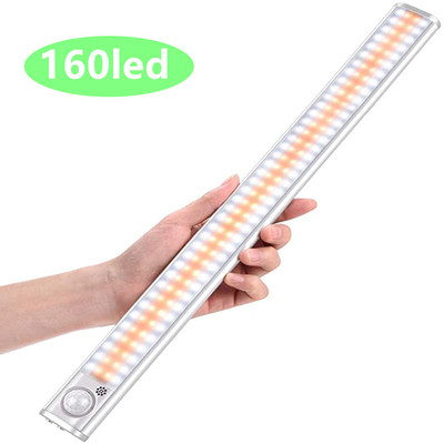 充電160led雙色人體感應燈櫥櫃燈壁櫥燈衣櫃走廊過樓道小夜燈樓梯