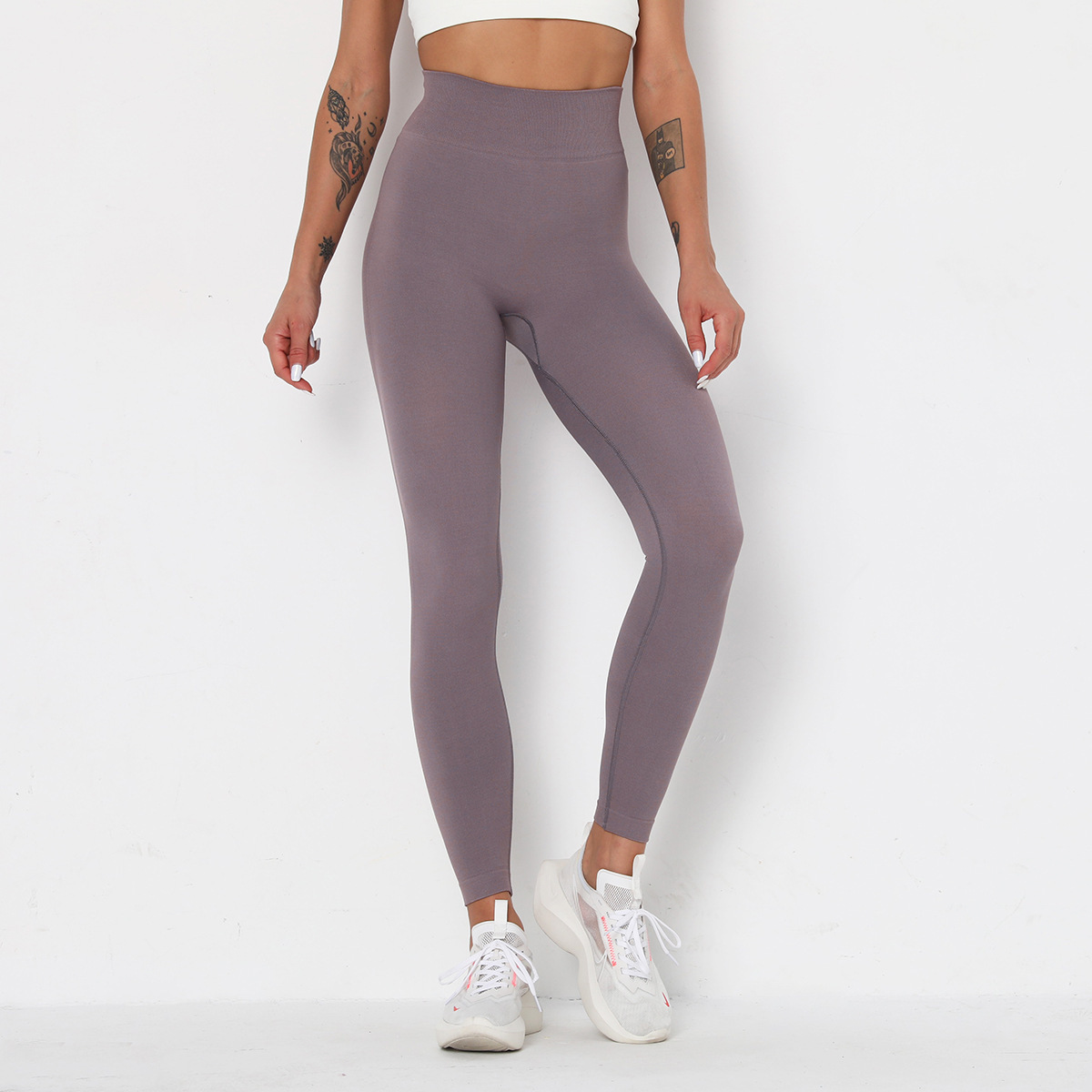 seamless high waist tight-fitting hip-lifting solid color sports pants  NSNS11010