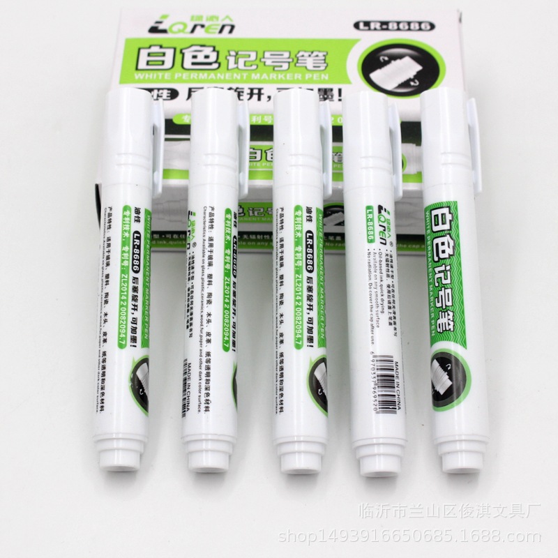 Bolígrafo aceitoso blanco, lápiz grande de secado rápido, lápiz impermeable para neumáticos de automóviles, bolsillo intercambiable, papelería sin decoloración